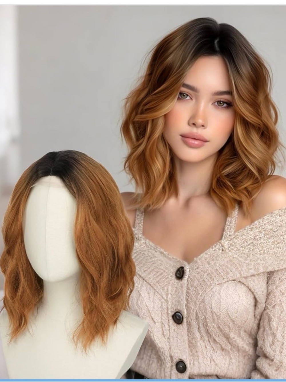 Brand new—Black to Copper Brown T Part Lace Front Wig 14 Inch Glueless Bob
